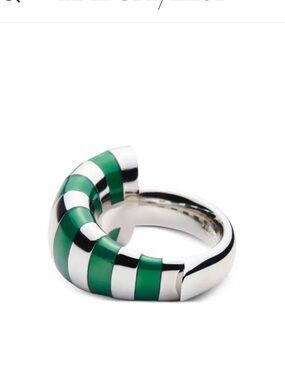 Salvatore Ferragamo ring shell brass silver tone